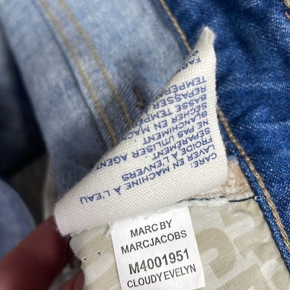 Marc Jacobs Jeans Rolled Hem Slim Distressed Ombre Denim Stripe Size 29 - Picture 4 of 13